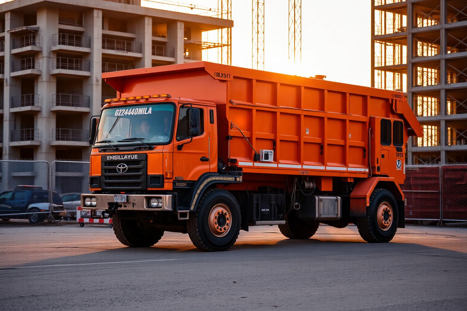 Roll-off dumpster truck on a job site